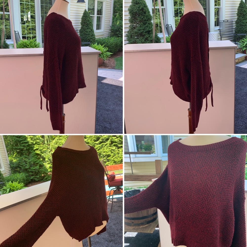 SOLD- Express Maroon Lace Up Back Sweater - Picture 4 of 8